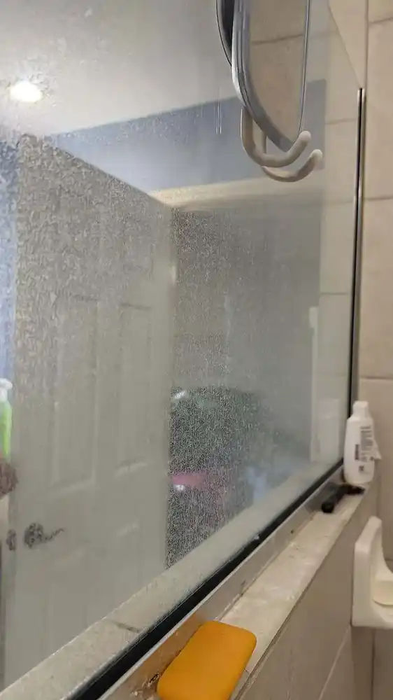 Bathroom limescale removal before cleaning